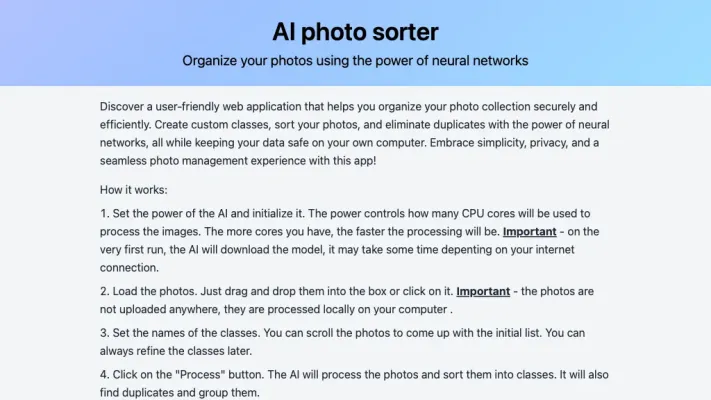 AI photo sorter