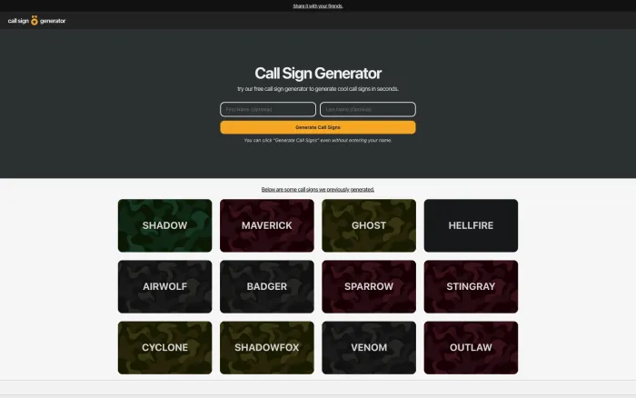 Call sign generator