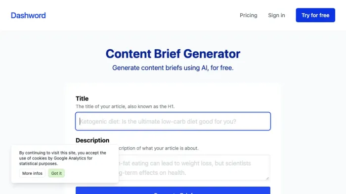 Content brief generator