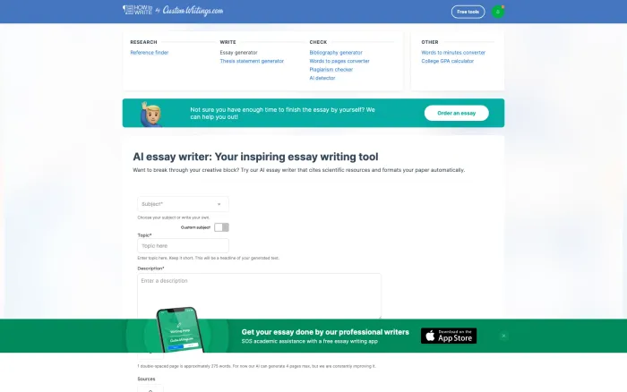 CustomWritings AI Essay Writer