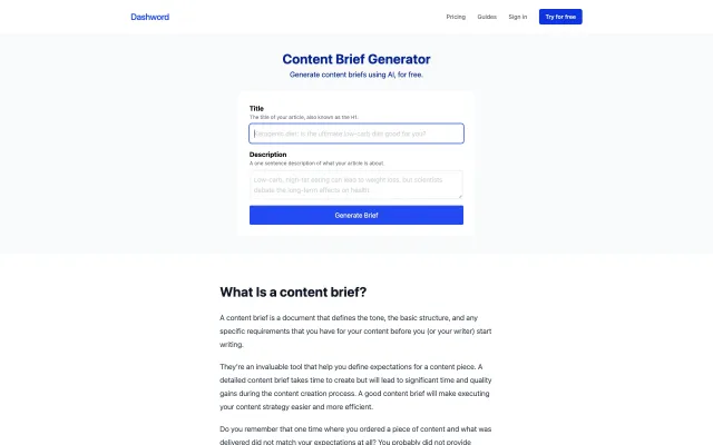Content brief generator