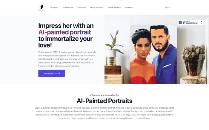 AI-Painted Romantic Printed Portraits