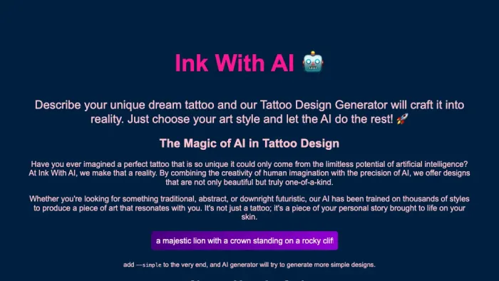 Ink With AI - tattoo designer