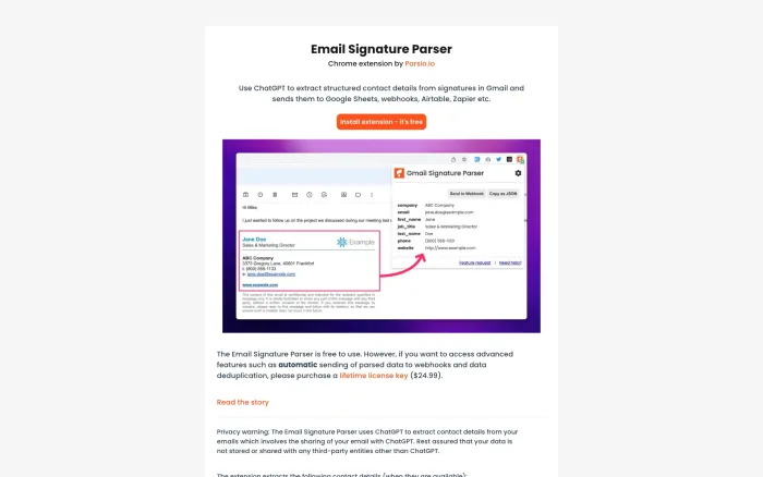 Gmail Signature Parser