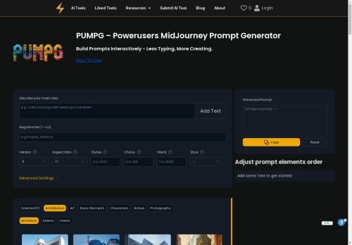 PUMPG - Powerusers MidJourney Prompt Generator