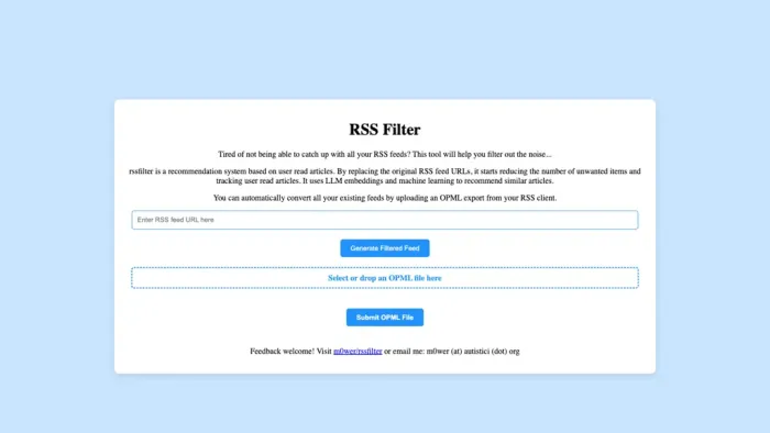 RSS filter