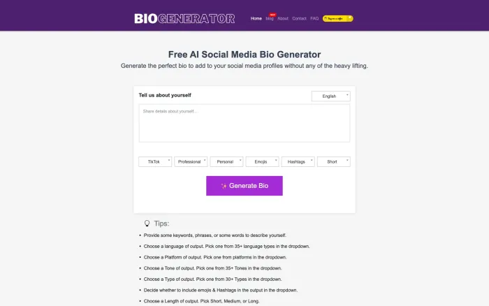 Social Media Bio Generator