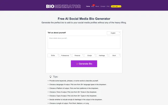 Social Media Bio Generator