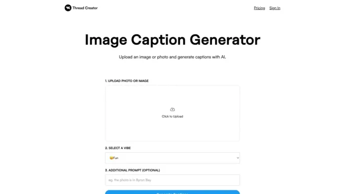 Threadcreator image caption generator