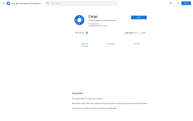 AI for Sheets by Cargo