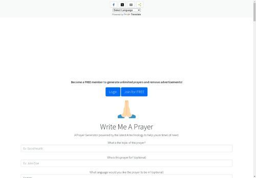 Write Me A Prayer - An AI Powered Prayer Generator